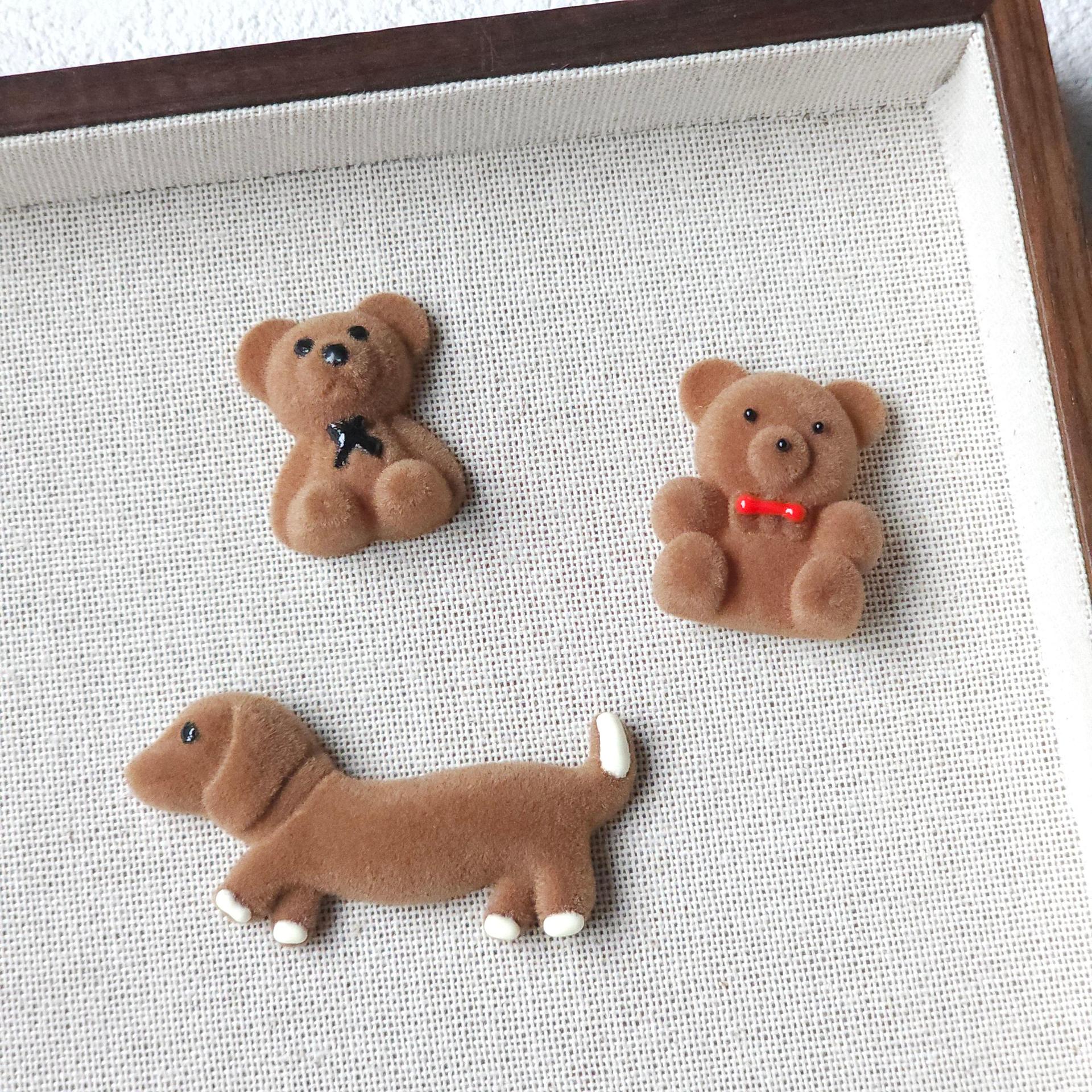 coffee colored plush teddy bear sausage dog headband clip, headband clip, earring, DIY accessory accessories