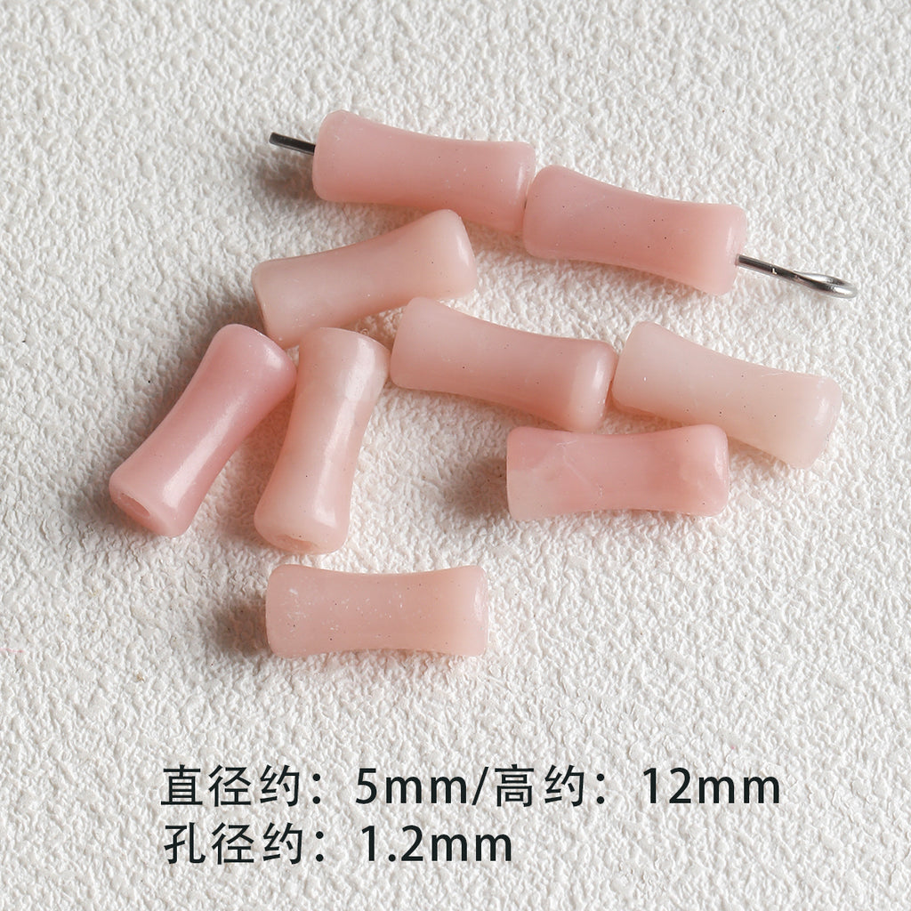 [Powder Gardenia] Natural Stone Powder Aobao Tube Bead Powder Crystal Abacus Bead Spacer Bracelet Necklace Beaded DIY Accessories Material