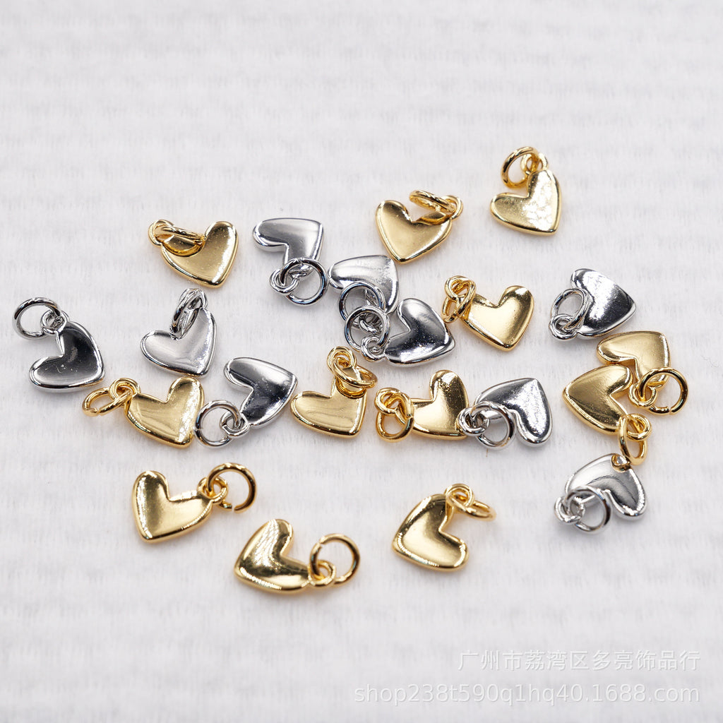 DIY jewelry accessories color retention 18K gold copper real gold plating love pendant bracelet necklace jewelry pendant