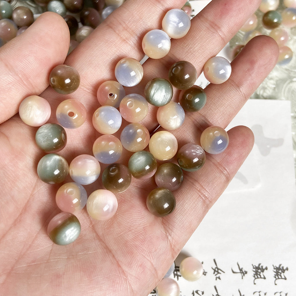 [Sunset] new Chinese retro imitation cat's eye stone round bead bracelet necklace beaded diy accessories material loose beads