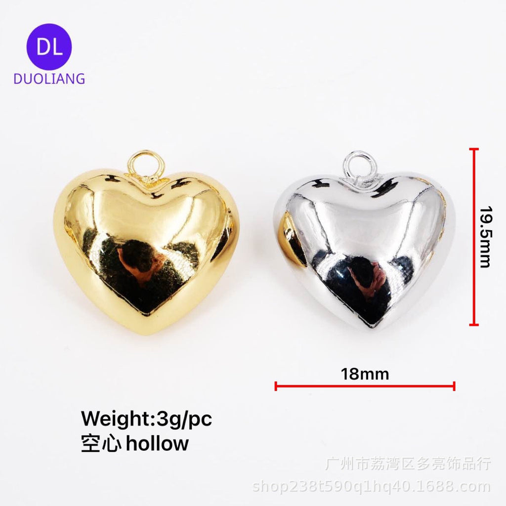 Bright Copper Plated Three-Dimensional Hollow Heart Gloss Love Pendant