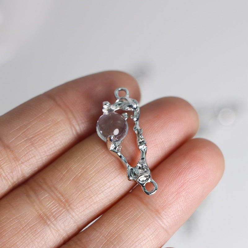 New zinc alloy transparent pin double hanging star with drill DIY earrings pendant bracelet necklace accessories