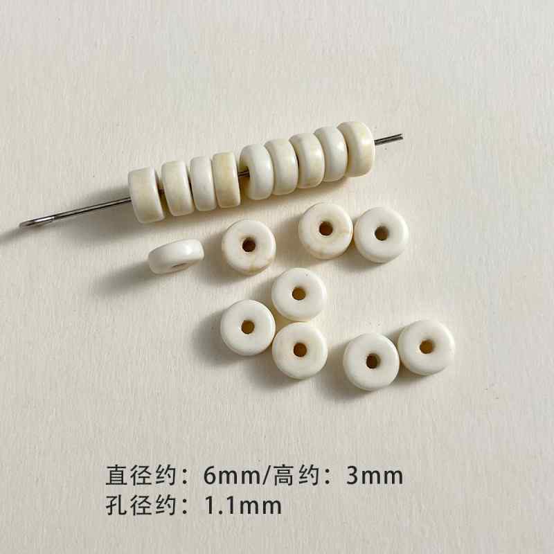 Large Synthetic White Turquoise Spacer Beads Round Beads Loose Beads Mobile Phone Chain Necklace Beaded Diy Accessories Material Beads 