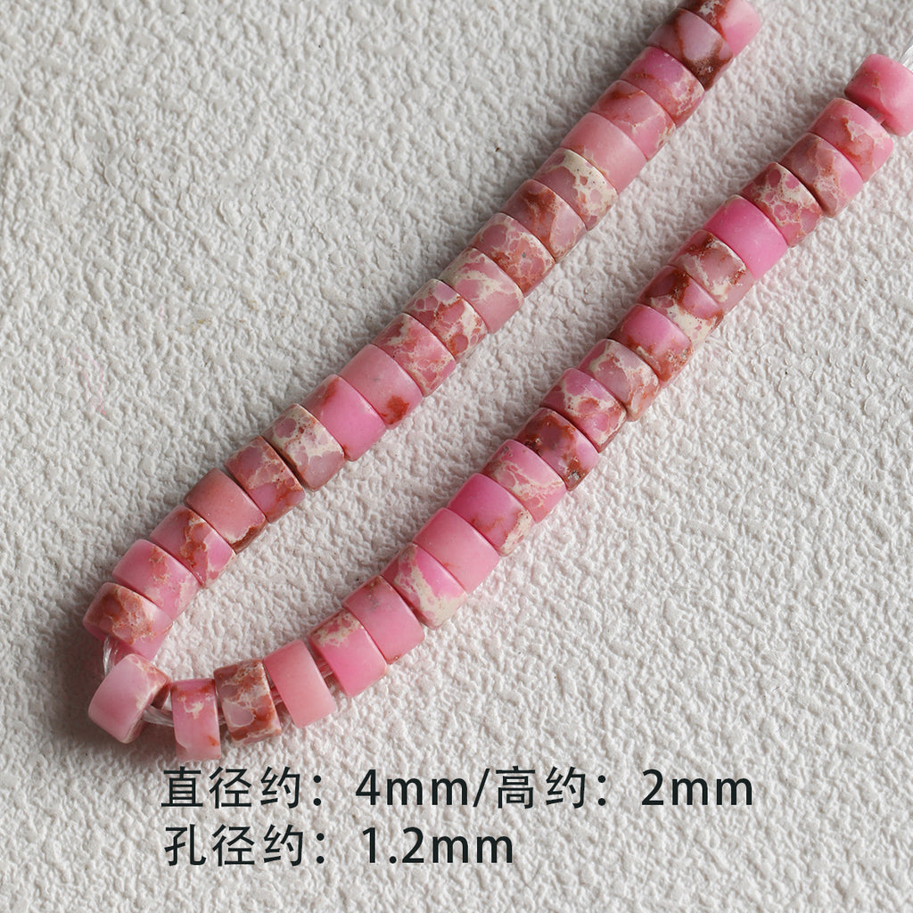 [Powder Gardenia] Natural Stone Powder Aobao Tube Bead Powder Crystal Abacus Bead Spacer Bracelet Necklace Beaded DIY Accessories Material