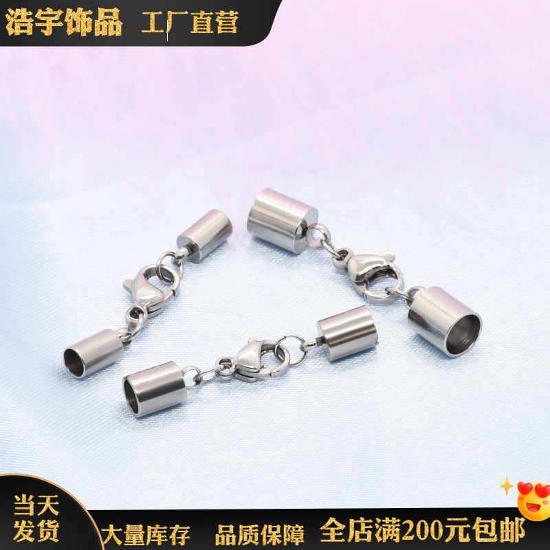 Wholesale stainless steel multi-size double-headed leather rope buckle bucket bracelet necklace leather rope buckle accessories DIY rope head