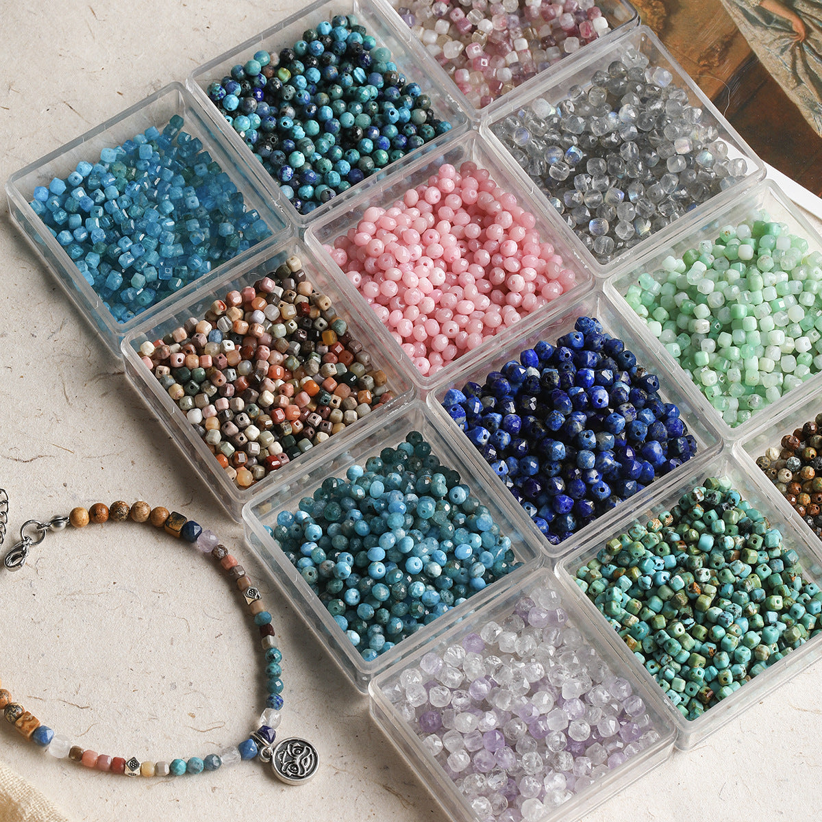 [Dunhuang] natural stone cut face sugar loose beads turquoise alashan beaded diy bracelet necklace material accessories