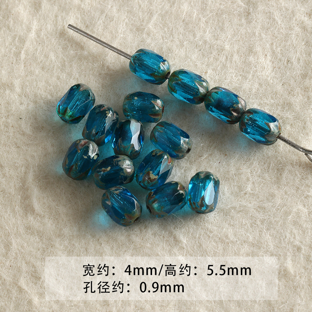 Blue Glass Loose Beads Collection Bracelet Necklace Mobile Phone Chain Beaded DIY Accessories Material Beads