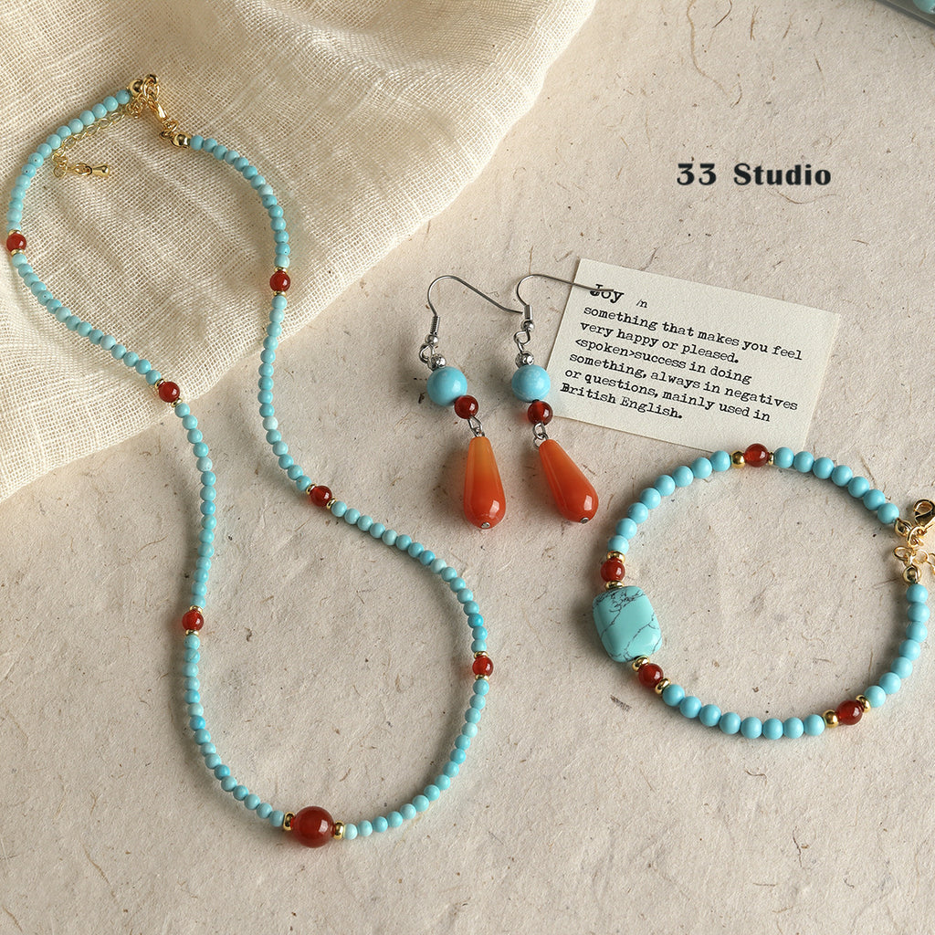 Natural Turquoise Round Beads Spacer Abacus Loose Beads Braided Bracelet Necklace Earrings DIY Accessories Material Beads