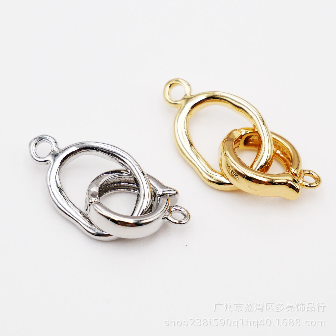 Bright Round Pearl Buckle Universal Coil Buckle Copper Plated 18K True Gold DIY Bracelet Necklace Connection Buckle Jewelry Accessories