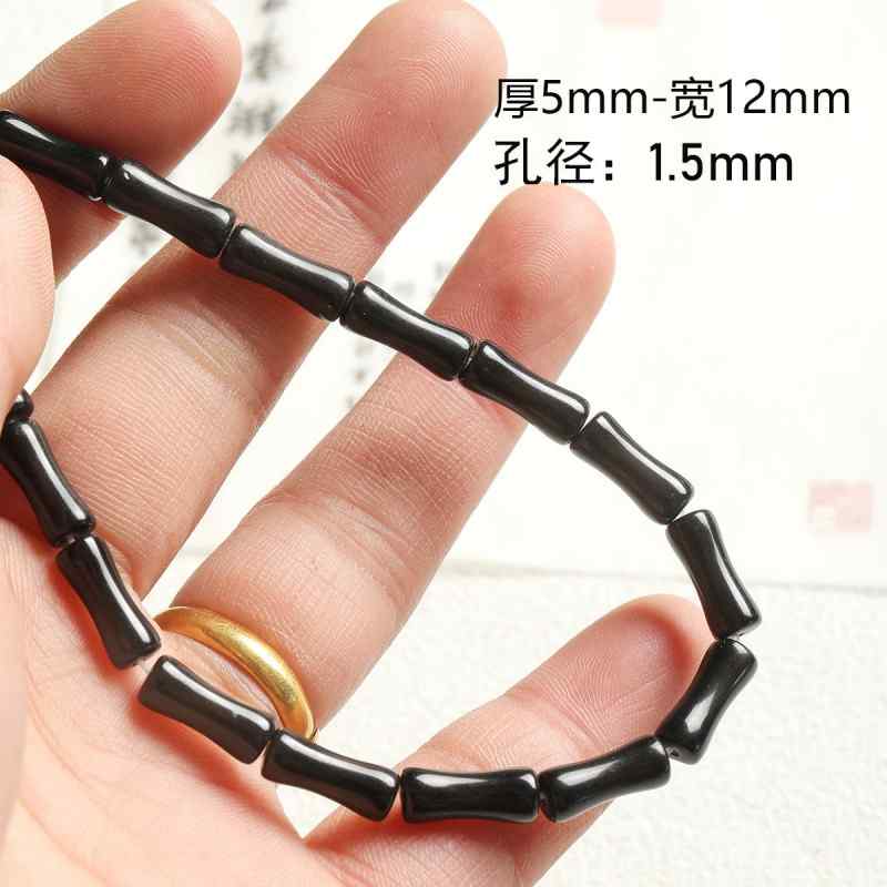 [Smoke ink] natural black agate stone beads bamboo square beads beaded loose beads  beaded necklace bracelet diy accessories beads