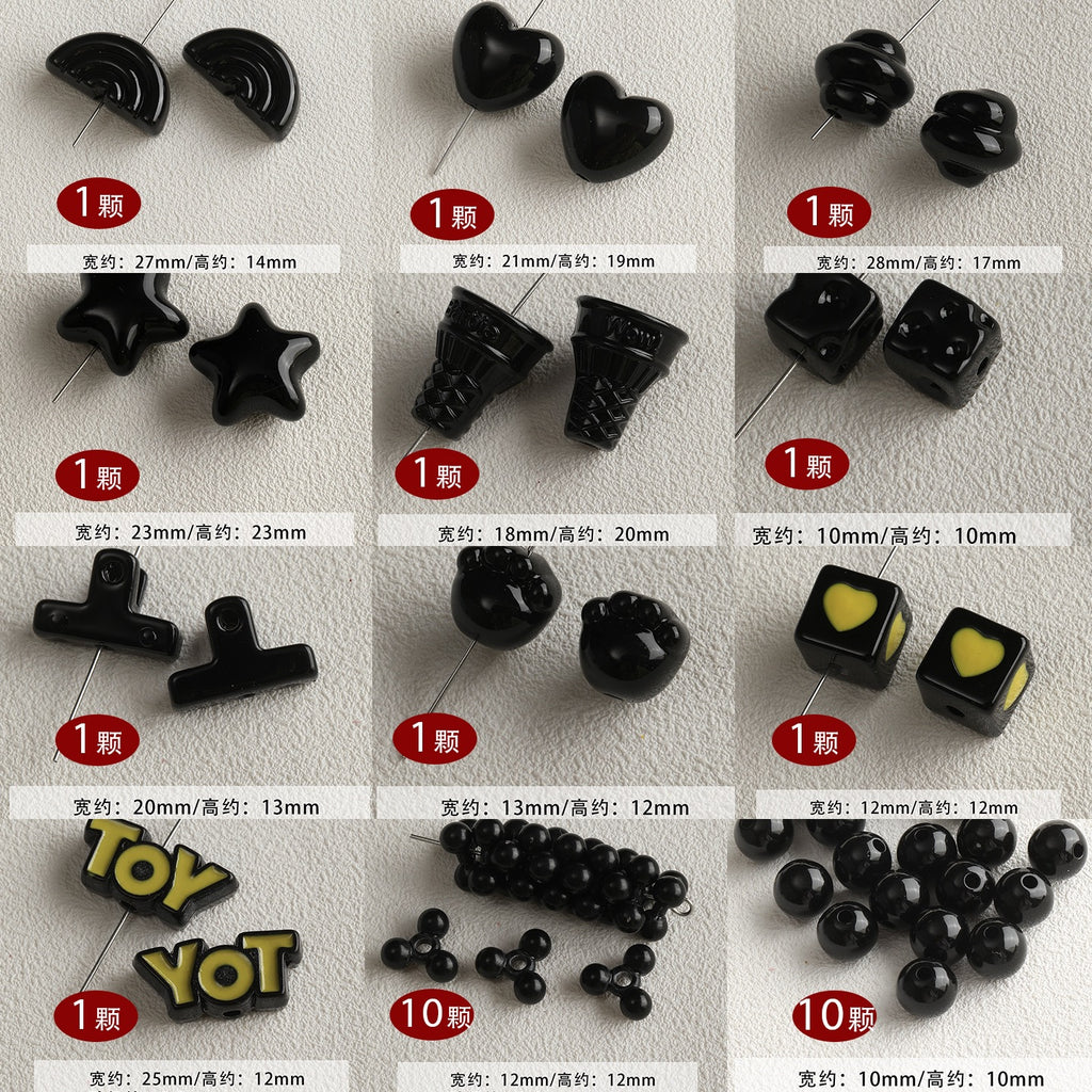 Black and green acrylic paint cheese cone star beaded mobile phone chain loose beads diy accessories material beads
