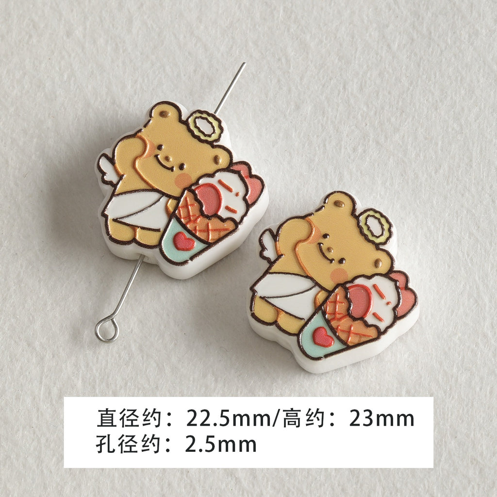 Baking paint curry color series square beads acrylic loose beads mobile phone chain key chain beads diy accessories material