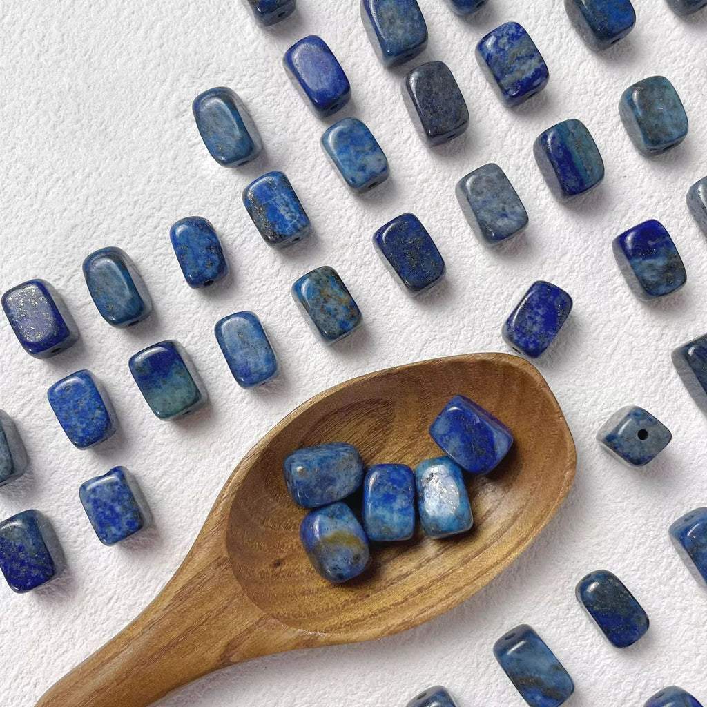 [Lanting Preface] Natural rectangular raw ore brand lapis lazuli beaded DIY handmade bracelet necklace accessories material