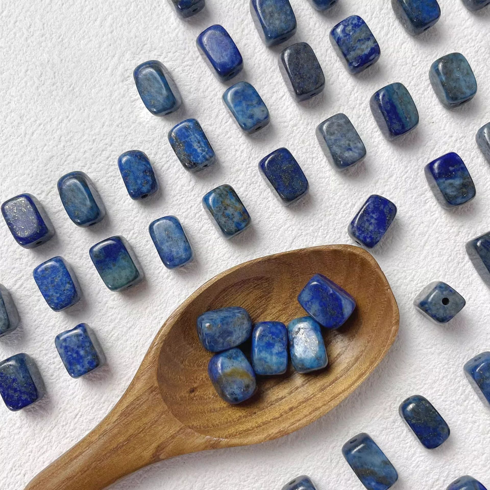 [Lanting Preface] Natural rectangular raw ore brand lapis lazuli beaded DIY handmade bracelet necklace accessories material