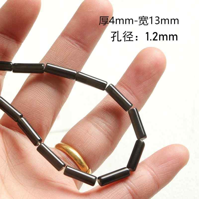 [Smoke ink] natural black agate stone beads bamboo square beads beaded loose beads  beaded necklace bracelet diy accessories beads