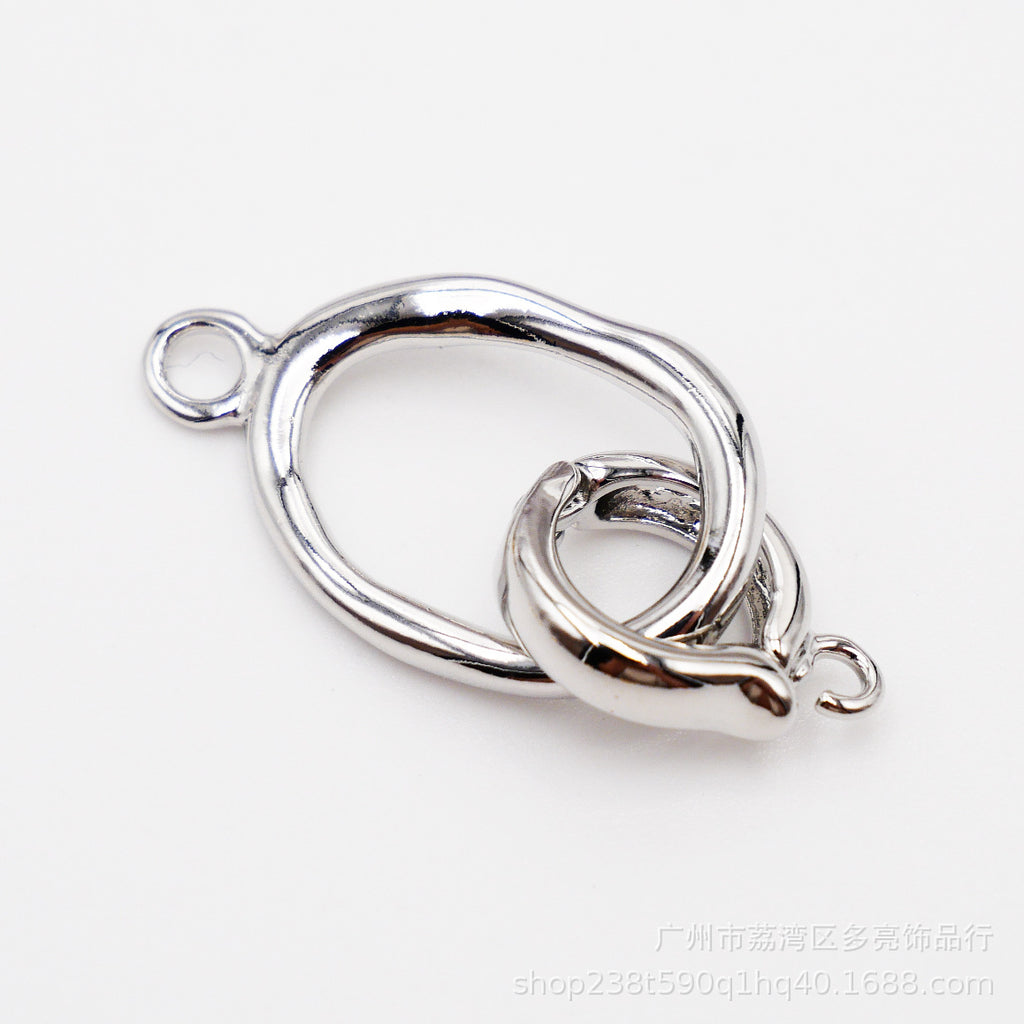 Bright Round Pearl Buckle Universal Coil Buckle Copper Plated 18K True Gold DIY Bracelet Necklace Connection Buckle Jewelry Accessories