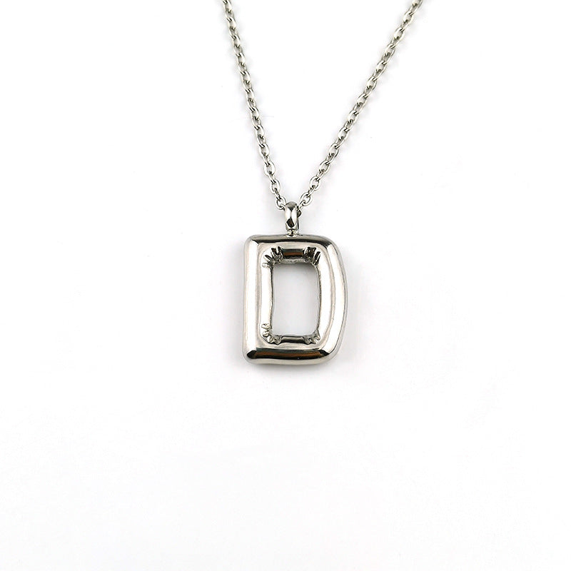 European and American ins Hot Sale 26 Letter Pendant Necklace Women's 18K Gold Plated Gloss Bubble Letter Necklace Jewelry