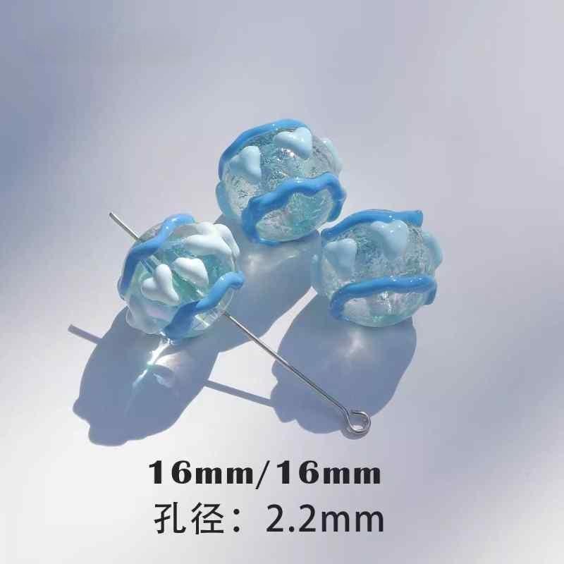 heavy oil blue hand-painted beads diy handmade accessories material package beaded beads loose beads