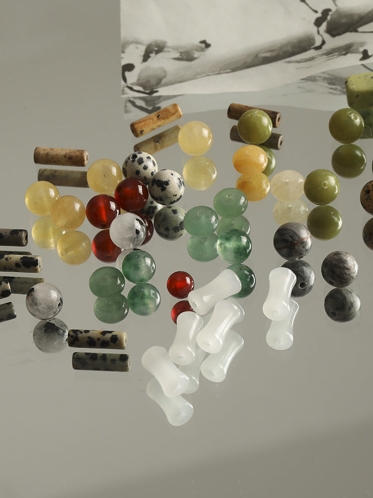 Vintage natural Crystal Jade loose beads round beads beads spacer beads diy accessories material package bracelet necklace earrings