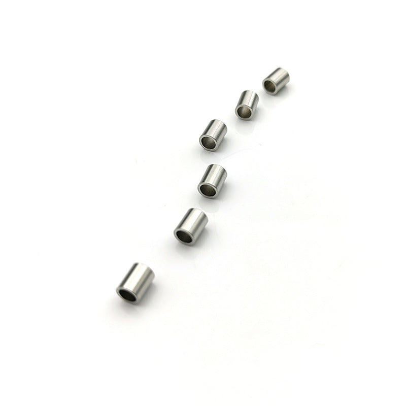 Stainless steel straight tube spacer bead cylindrical tube titanium steel straight tube bead leather rope beaded diy handmade accessories