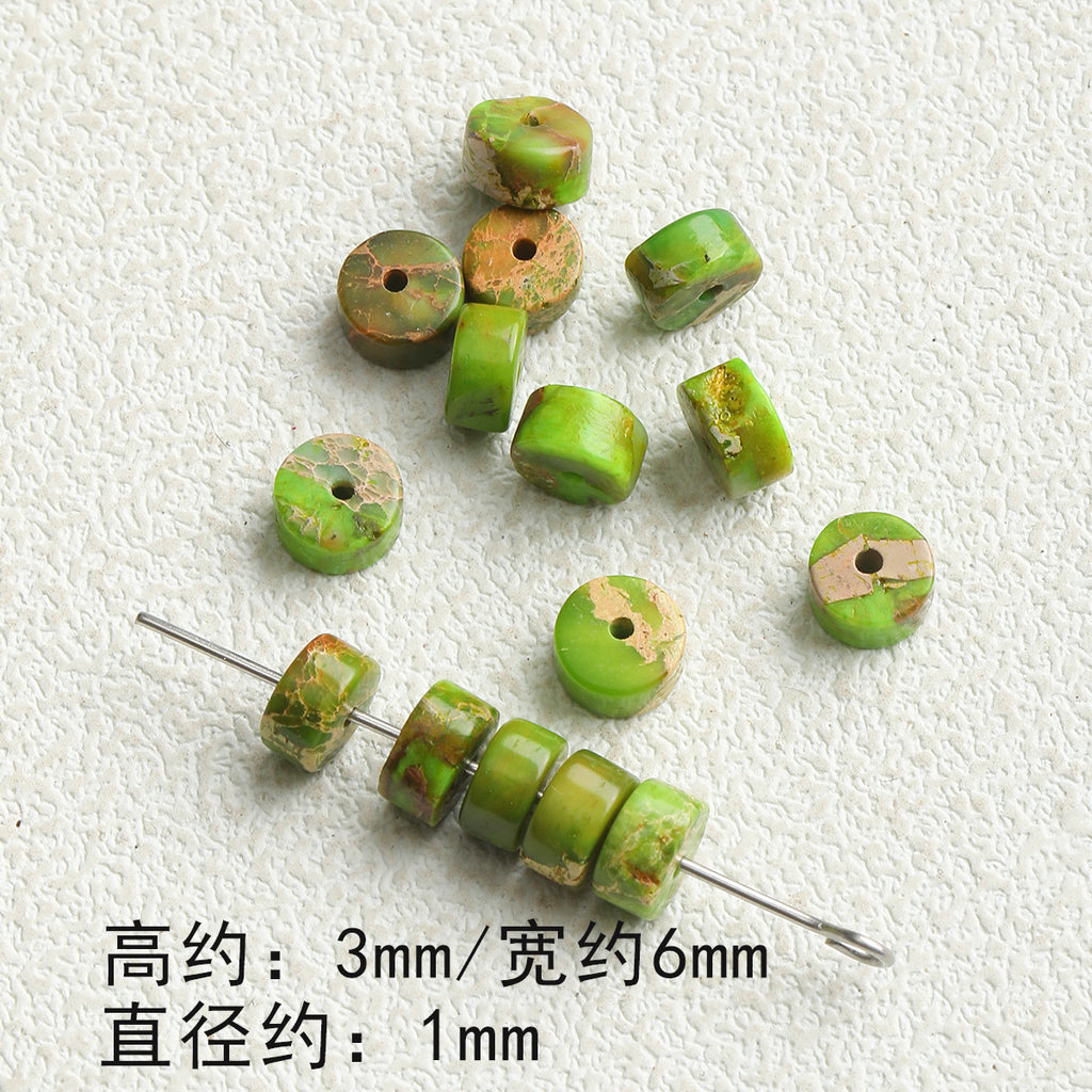 [green floating] natural imperial pine spacer round tube loose beads diy accessories material bracelet necklace mobile phone chain beads
