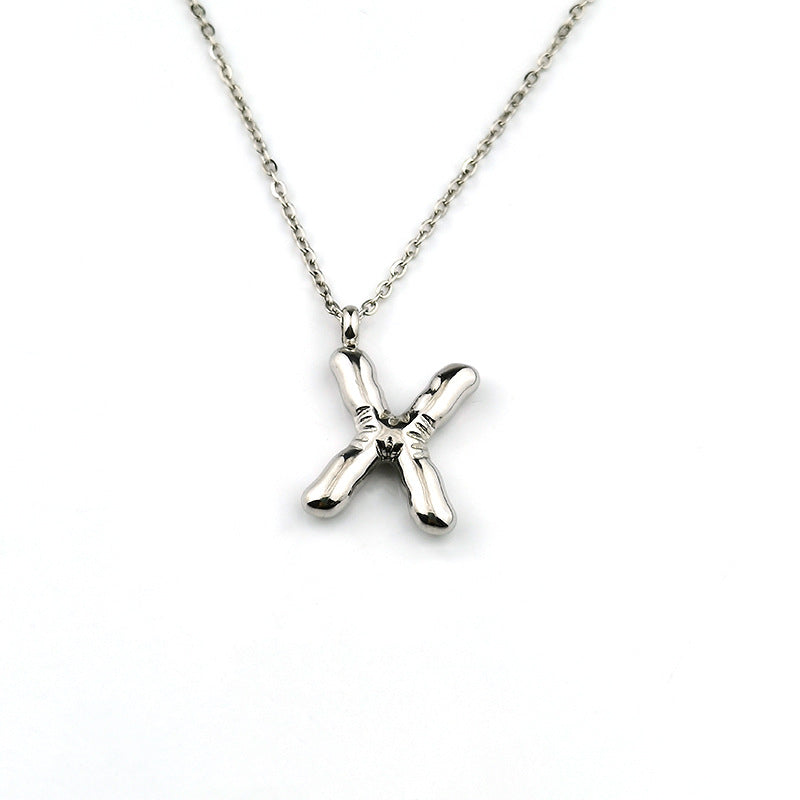 European and American ins Hot Sale 26 Letter Pendant Necklace Women's 18K Gold Plated Gloss Bubble Letter Necklace Jewelry