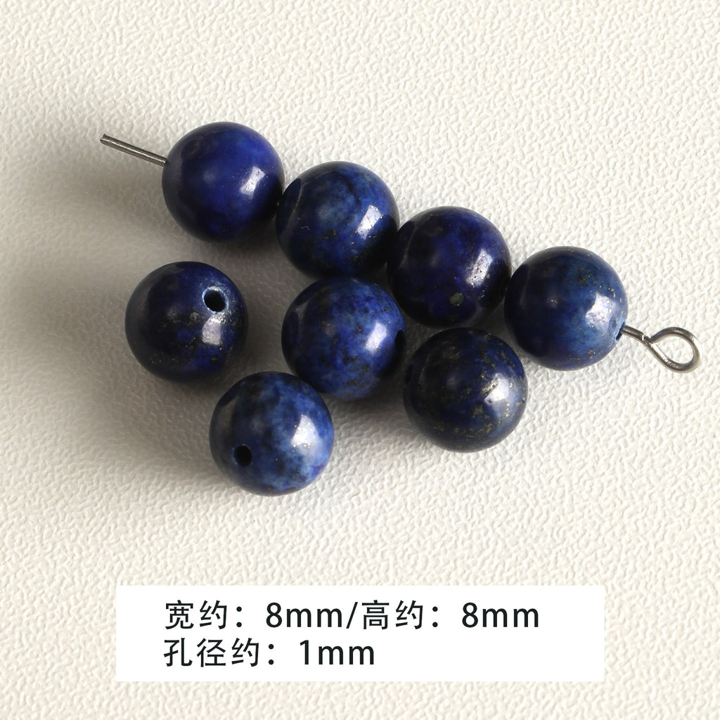 Natural lapis lazuli round beads square tube beads woven bead bracelet necklace scattered beads handmade DIY accessory material beads