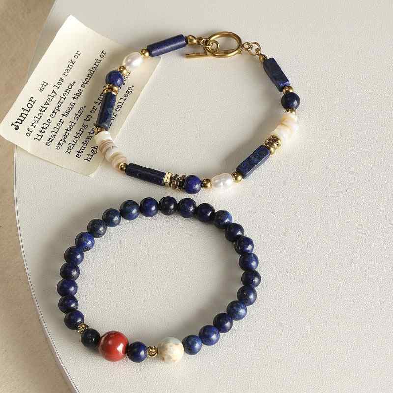 Natural lapis lazuli beads woven beads handmade DIY accessory material