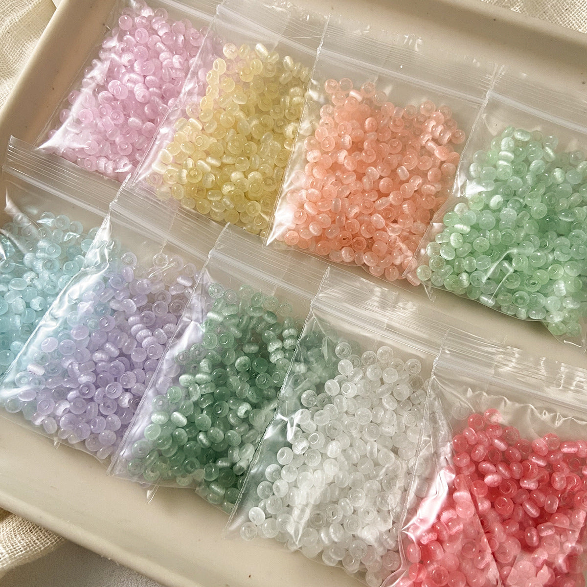 4*2mm Brushed Cat's Eye Abacus Rice Beads Braided Bead Bracelet Necklace Loose Beads DIY Accessories Material Beads