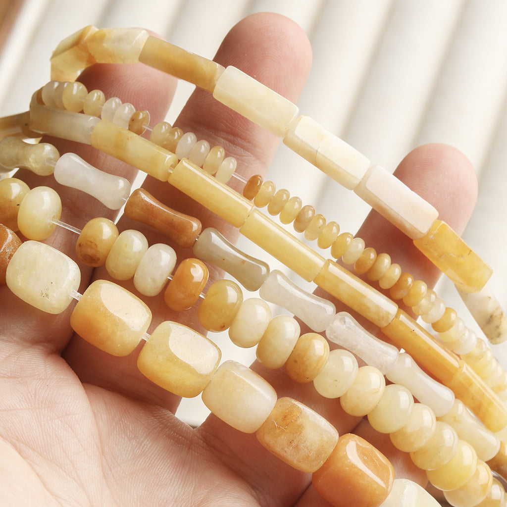 All-match natural stone Huangdongling round bead tube bead abacus beaded bracelet necklace loose beads diy accessories material beads