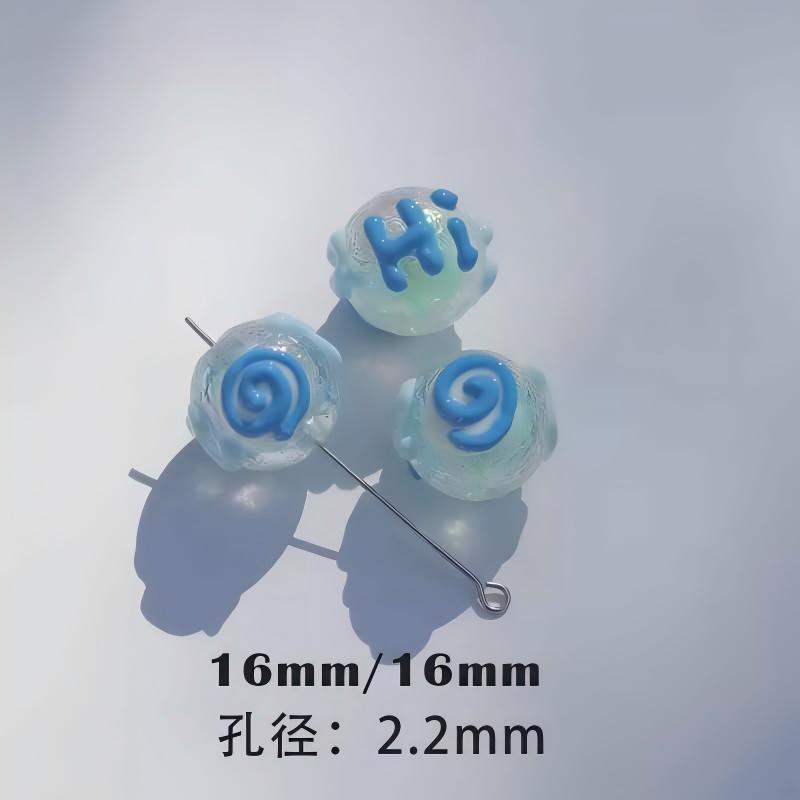 heavy oil blue hand-painted beads diy handmade accessories material package beaded beads loose beads