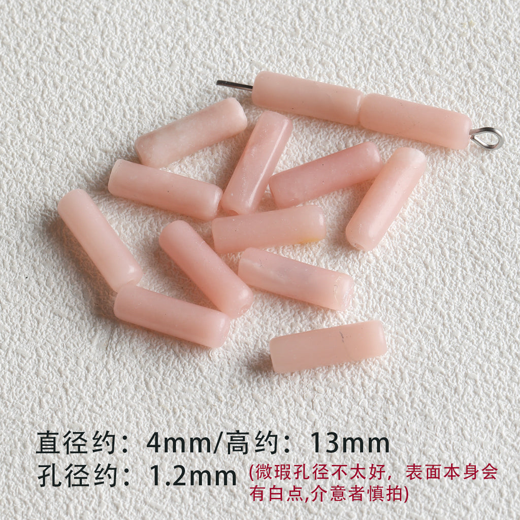 [Powder Gardenia] Natural Stone Powder Aobao Tube Bead Powder Crystal Abacus Bead Spacer Bracelet Necklace Beaded DIY Accessories Material