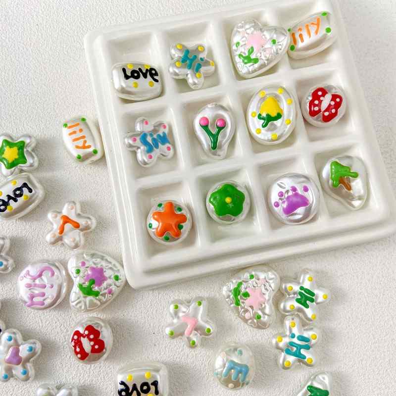special-shaped ABS hand-painted imitation pearls loose beads love beaded diy accessories material bracelet necklace mobile phone chain beads 