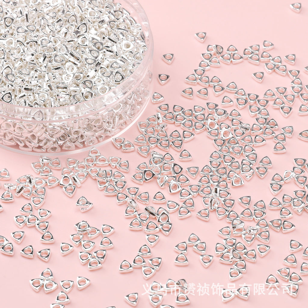 Broken Silver, a Few Pounds Thick Silver-Plated Loose Beads, Square Triangular Beads, DIY Handmade Beading Materials, Jewelry Bracelet Accessories