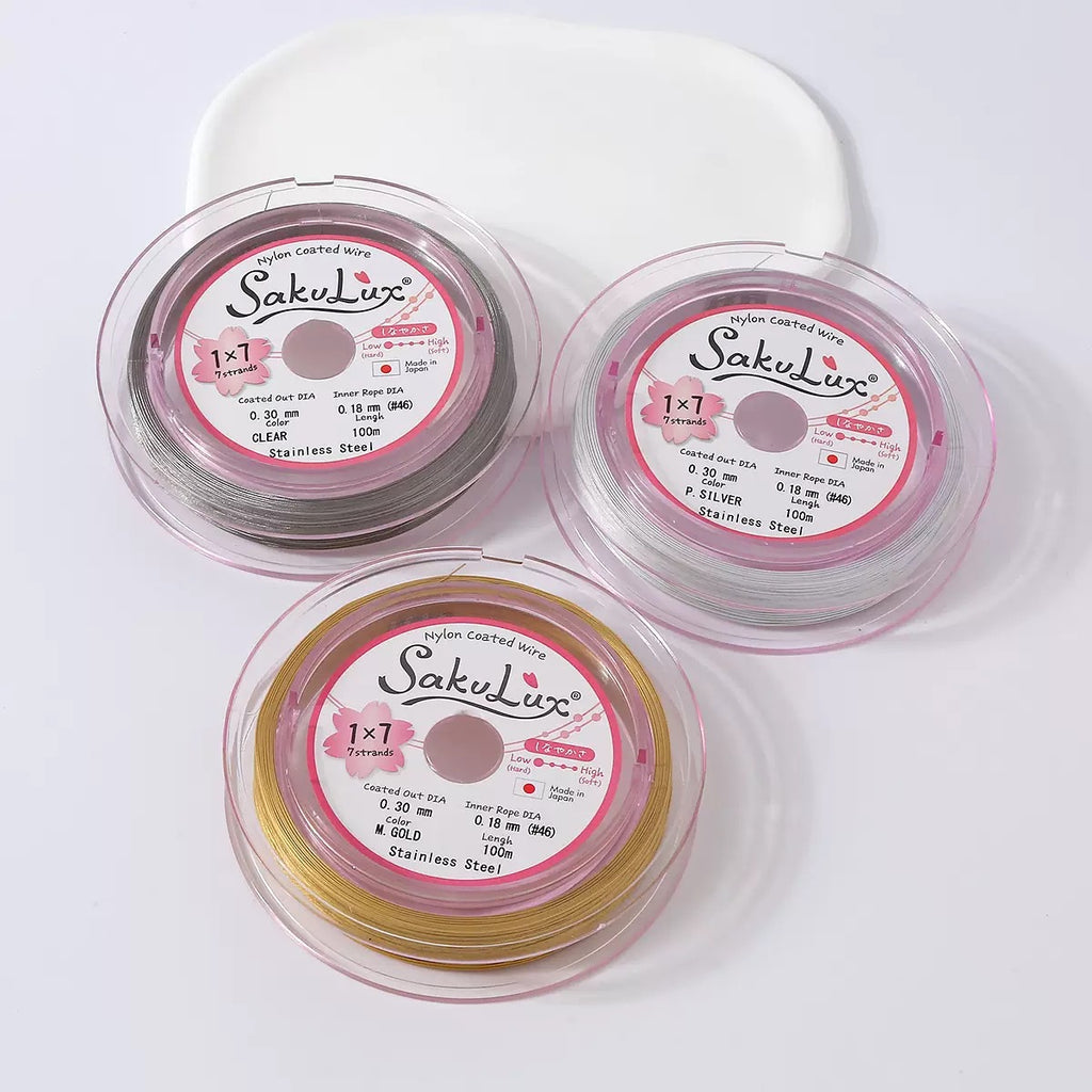 FLEXY7 Steel Wire Gold and Silver Soft Wire Non-Elastic Pearl Bracelet Necklace Wire for Earrings and Hair Accessories