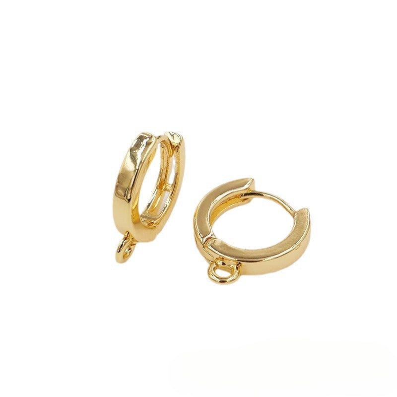 18K Gold Plated Copper Earrings Round Smooth Ear Hooks with Dangle Hoop for Women Wholesale
