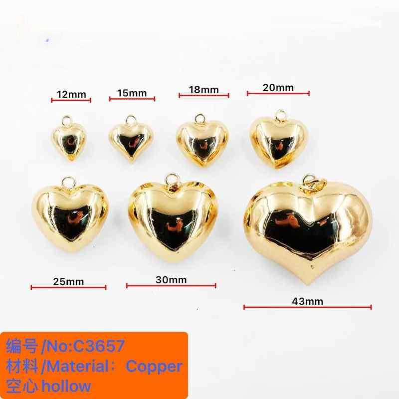 Bright Copper Plated Three-Dimensional Hollow Heart Gloss Love Pendant