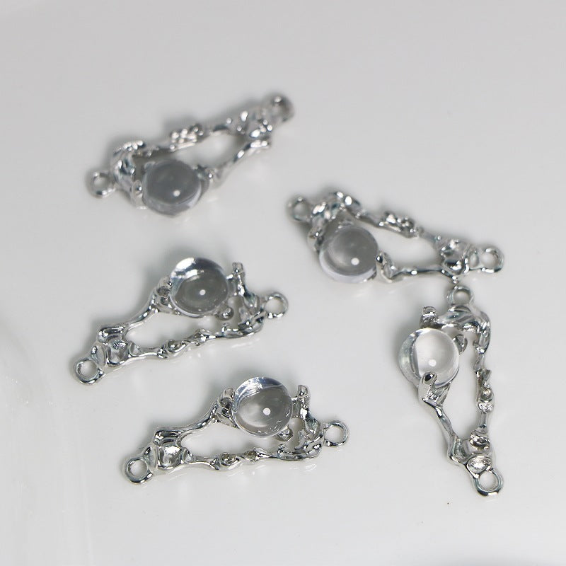 New zinc alloy transparent pin double hanging star with drill DIY earrings pendant bracelet necklace accessories