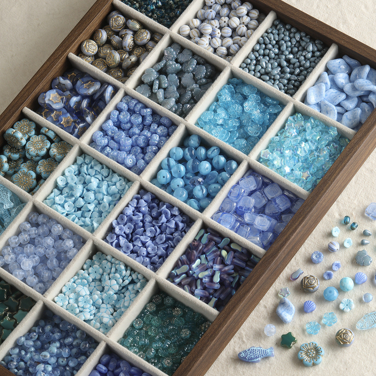 Blue Glass Loose Beads Collection Bracelet Necklace Mobile Phone Chain Beaded DIY Accessories Material Beads