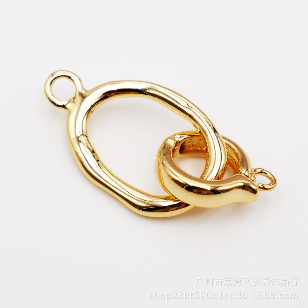 Bright Round Pearl Buckle Universal Coil Buckle Copper Plated 18K True Gold DIY Bracelet Necklace Connection Buckle Jewelry Accessories