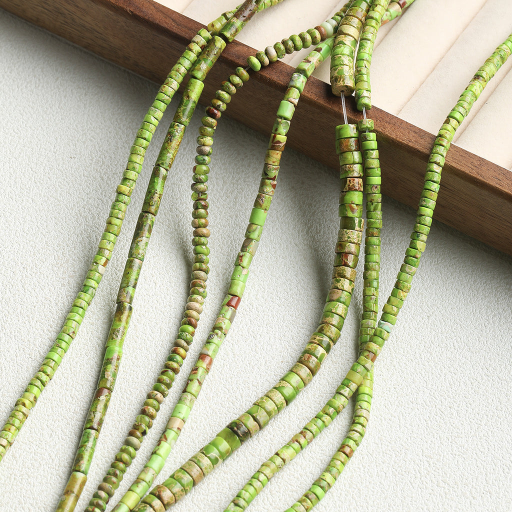 [green floating] natural imperial pine spacer round tube loose beads diy accessories material bracelet necklace mobile phone chain beads