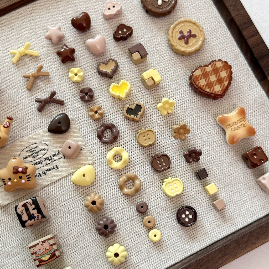 Baking paint curry color series square beads acrylic loose beads mobile phone chain key chain beads diy accessories material