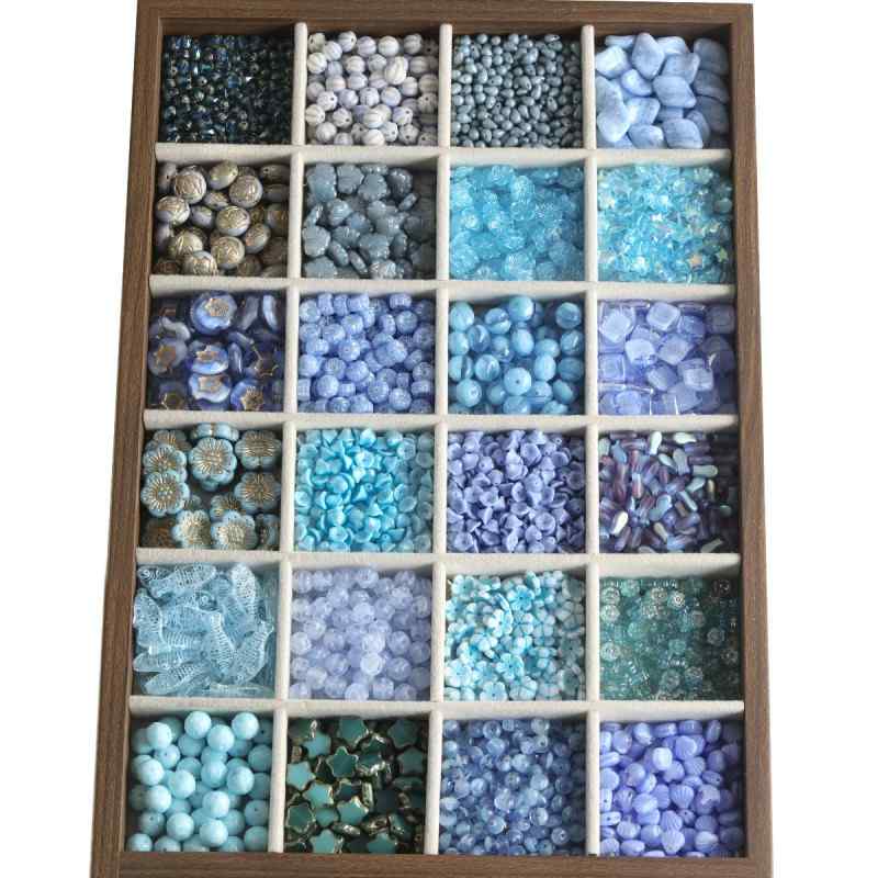 Blue Glass Loose Beads Collection Beaded DIY Accessories Material