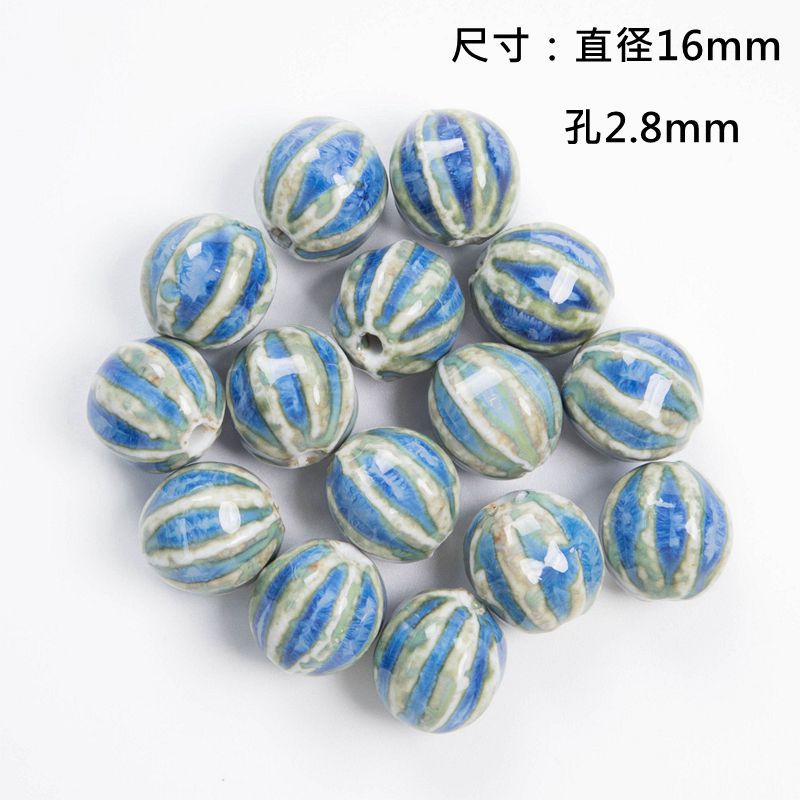 Jingdezhen Ceramic Jewelry Accessories High Temperature Kiln Change Scattered Beads Watermelon Beads Woven diy Material Student Female Homemade