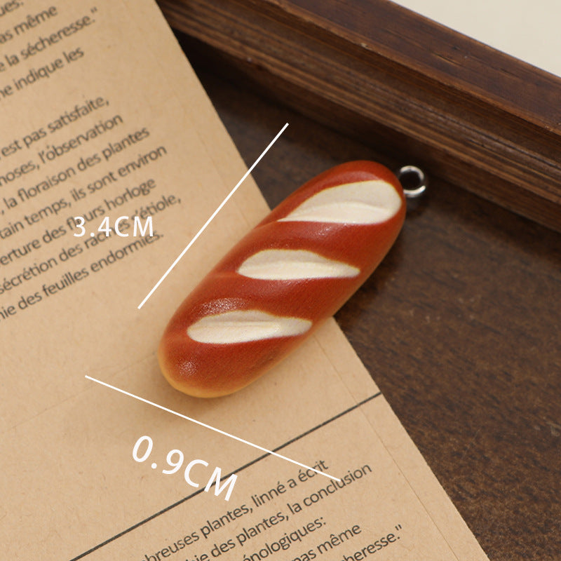 simulation food toy stick alkaline water bread resin DIY necklace mobile phone chain bag hanging decoration