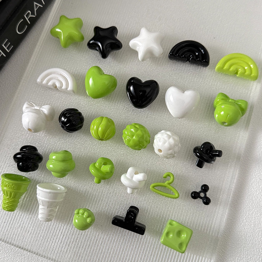 Black and green acrylic paint cheese cone star beaded mobile phone chain loose beads diy accessories material beads