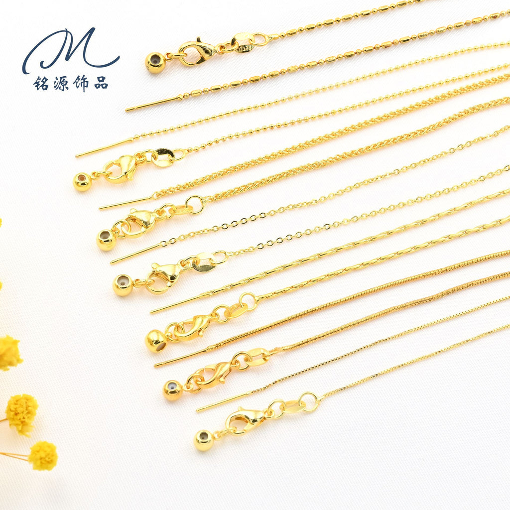 14k Gold Color Retention DIY Handmade Chain O-shaped Chain Universal Chain Adjustable Box Chain Color Retention Necklace Manufacturer Wholesale