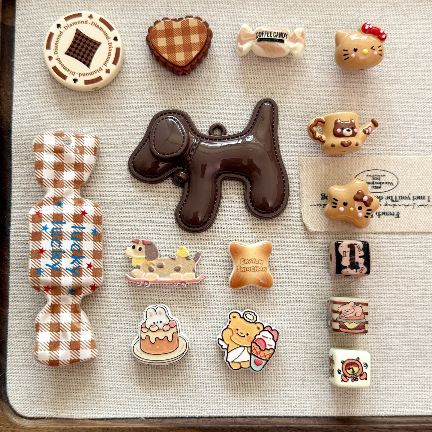 Baking paint curry color series square beads acrylic loose beads mobile phone chain key chain beads diy accessories material