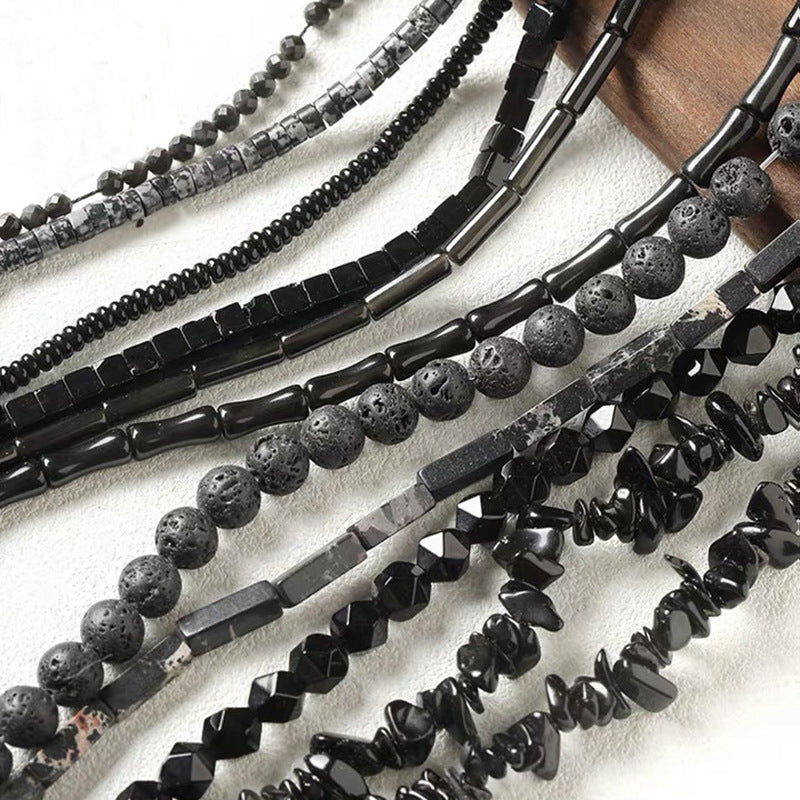 Niche natural stone tiger eye black agate abacus beads round beads bracelet necklace beaded diy accessories material loose beads