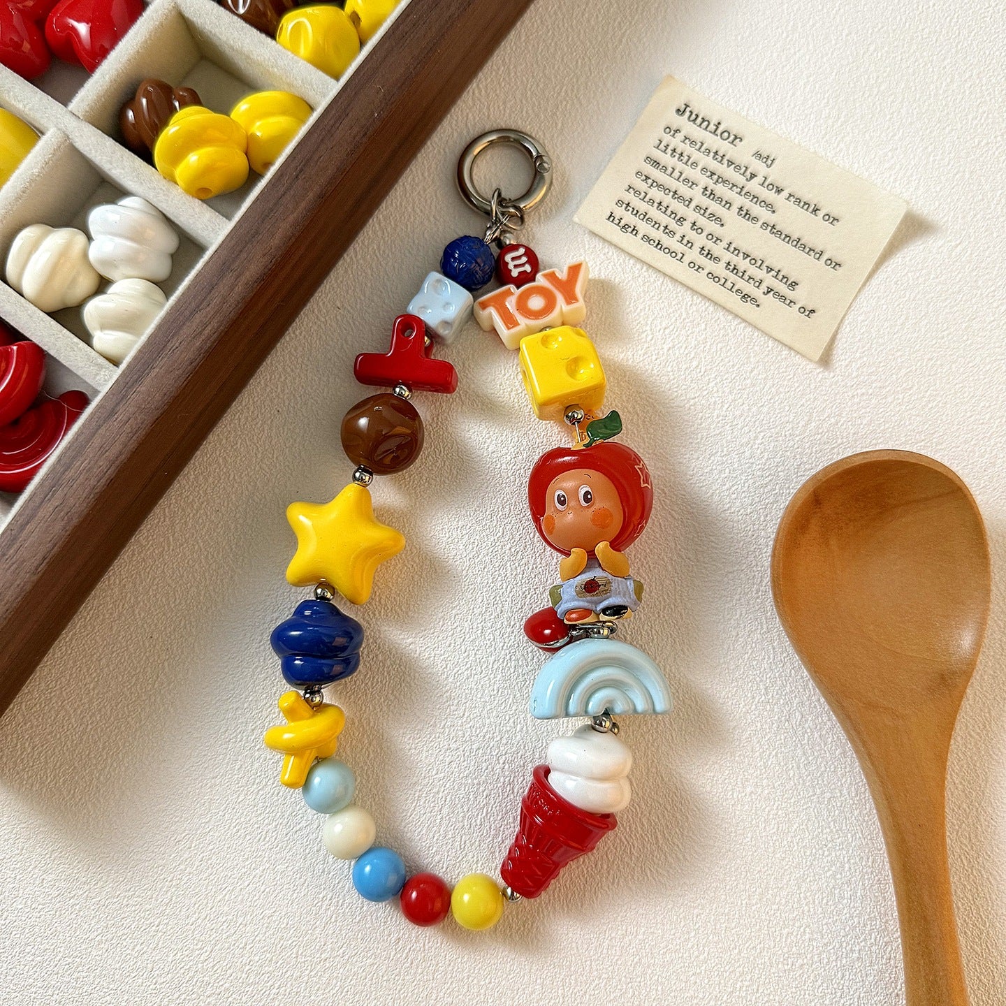 [red, yellow and blue] acrylic paint stars love beaded mobile phone chain keychain loose beads diy accessories material